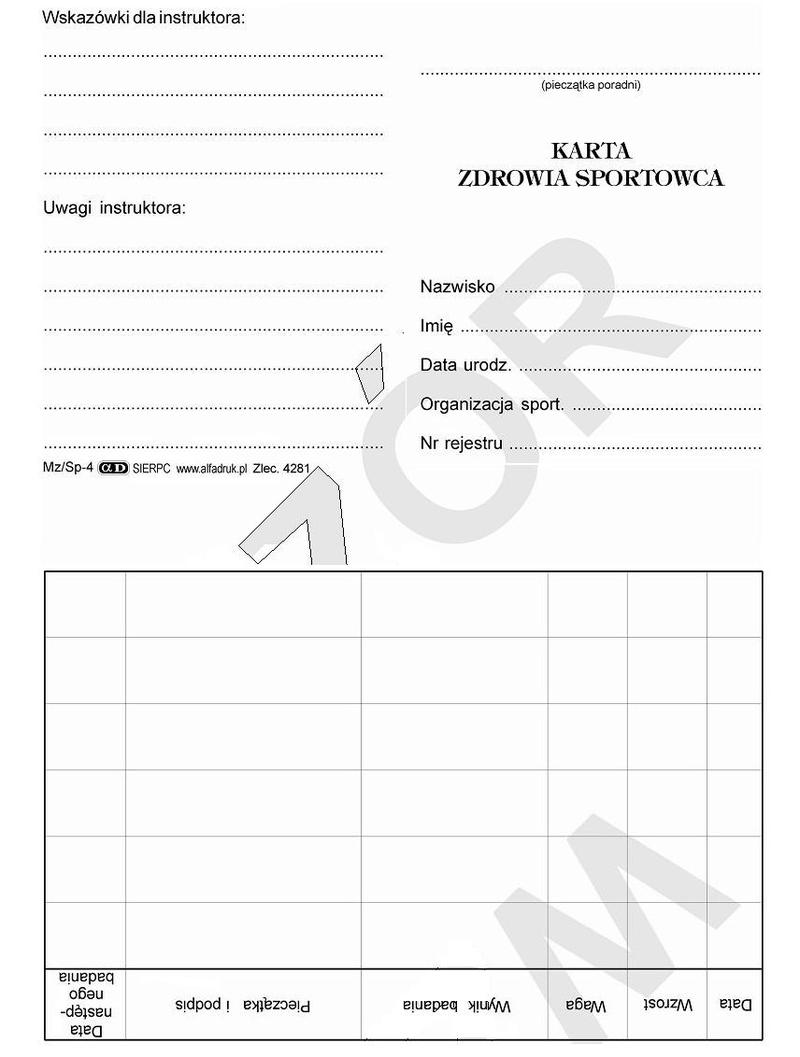 Karta zdrowia sportowca